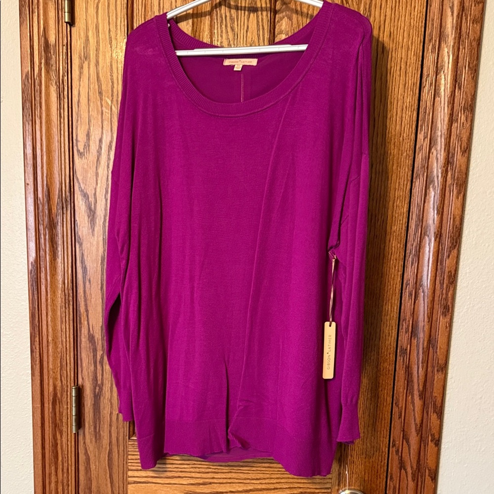 New With Tags!!! Gibson Latimer Magenta Sweater